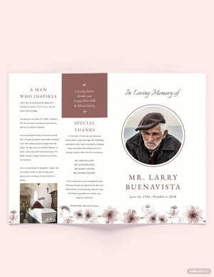 Printable Life Celebration Funeral Bi-Fold Brochure Template
