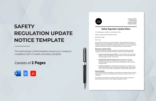 Safety Regulation Update Notice Template