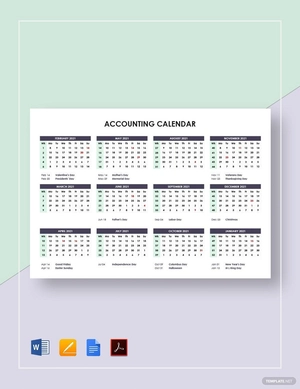 Sample Accounting Calendar Template