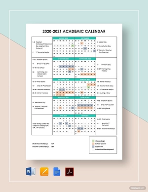 Simple Academic Calendar Template