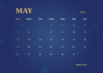 Free Jewish Calendar May 2024 Template to Edit Online