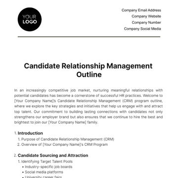 Free Candidate Relationship Management Outline HR Template to Edit Online