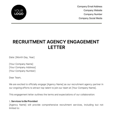 Free Recruitment Agency Engagement Letter HR Template to Edit Online