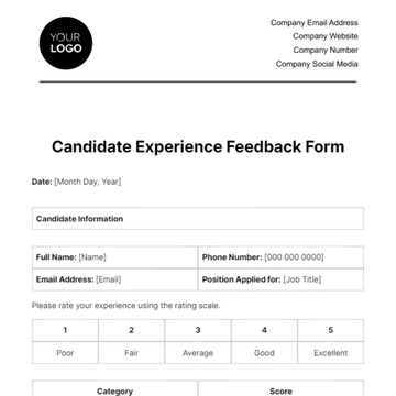 Free Candidate Experience Feedback Form HR Template to Edit Online