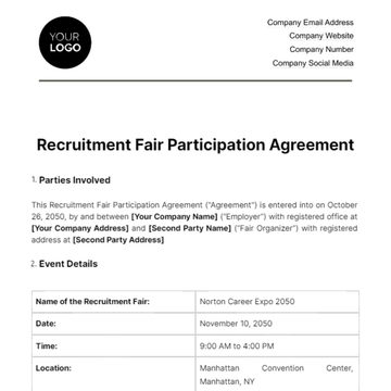 Free Recruitment Fair Participation Agreement HR Template to Edit Online