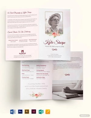 Simple Loving Memory Funeral Bi-Fold Brochure Template