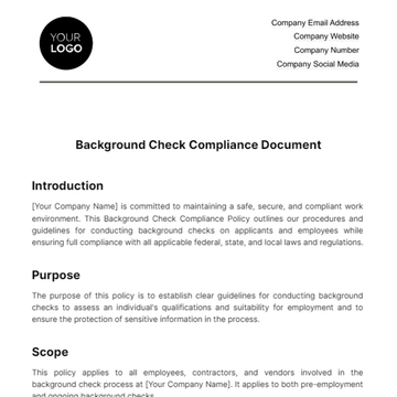 Free Background Check Compliance HR Template to Edit Online