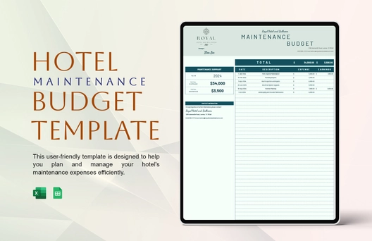 Hotel Maintenance Budget Template