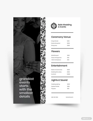 Fall Wedding Services Price List Template
