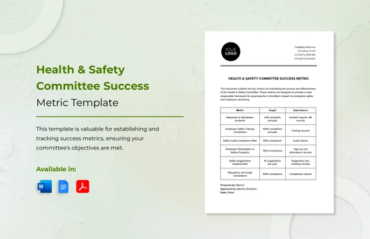 Health & Safety Committee Success Metric Template Health & Safety Committee Success Metric Template