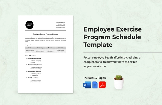 Employee Exercise Program Schedule Template Employee Exercise Program Schedule Template