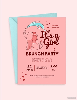 Baby Girl Brunch Shower Invitation Template