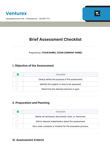 Free Brief Assessment Checklist Template to Edit Online
