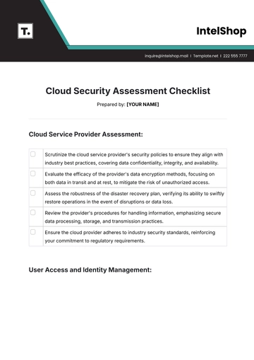 Free Cloud Security Assessment Checklist Template to Edit Online