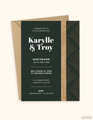 Burlap Wedding Invitation Suite Template