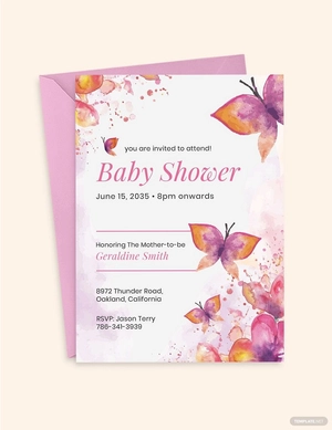 Butterflies Theme Baby Shower Invitation Template