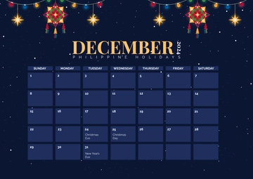 Free December 2024 Calendar with Holidays Philippines Template to Edit Online