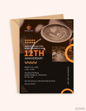 Cafe Anniversary Invitation Template
