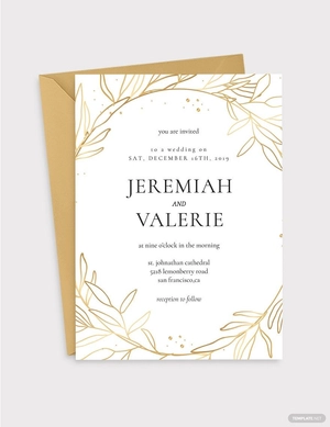 Copper Foil Fall Wedding Invitation Template