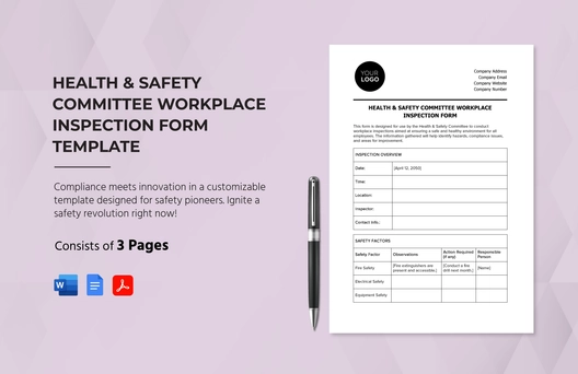 Health & Safety Committee Workplace Inspection Form Template