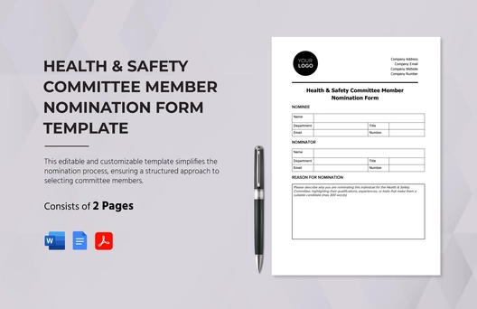 Health & Safety Committee Member Nomination Form Template