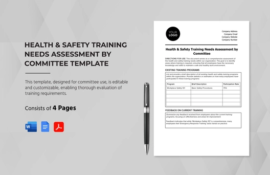 Health & Safety Training Needs Assessment by Committee Template