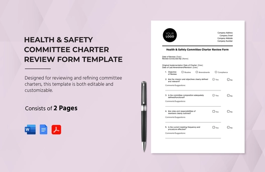 Health & Safety Committee Charter Review Form Template