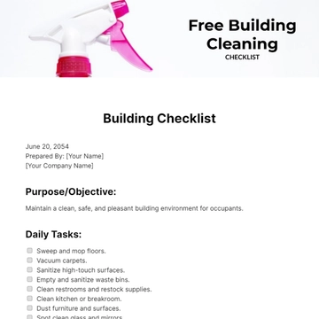 Free Building Cleaning Checklist Template to Edit Online