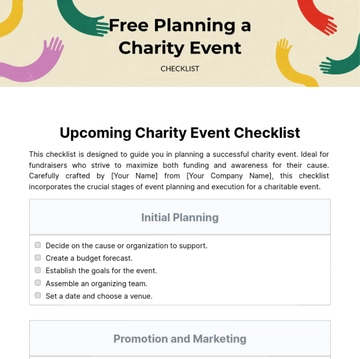 Free Planning a Charity Event Checklist Template to Edit Online