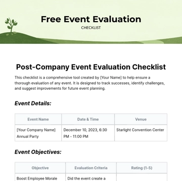 Free Event Evaluation Checklist Template to Edit Online