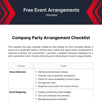 Free Event Arrangements Checklist Template to Edit Online