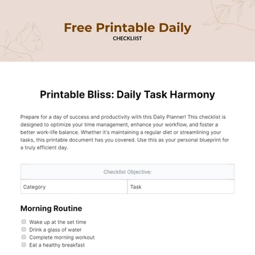 Free Printable Daily Checklist Template to Edit Online