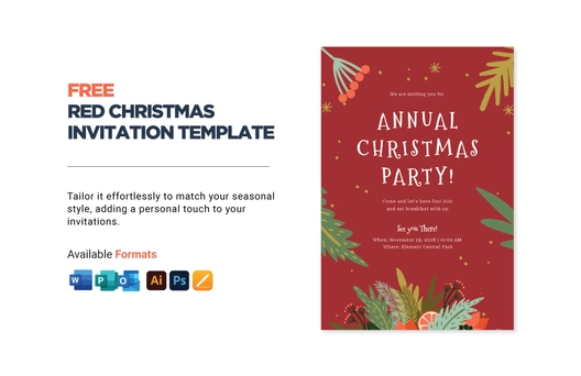 Red Christmas Invitation Template