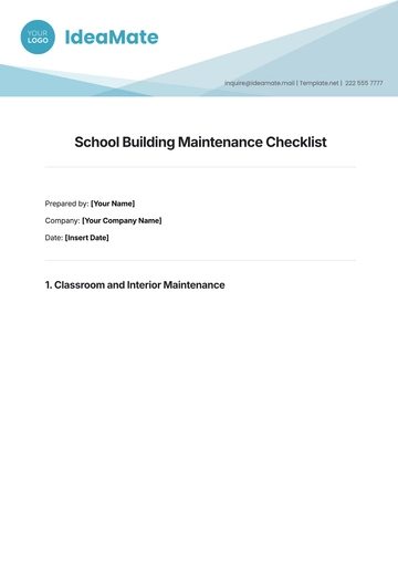 Free School Building Maintenance Checklist Template to Edit Online