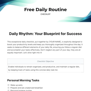 Free Daily Routine Checklist Template to Edit Online