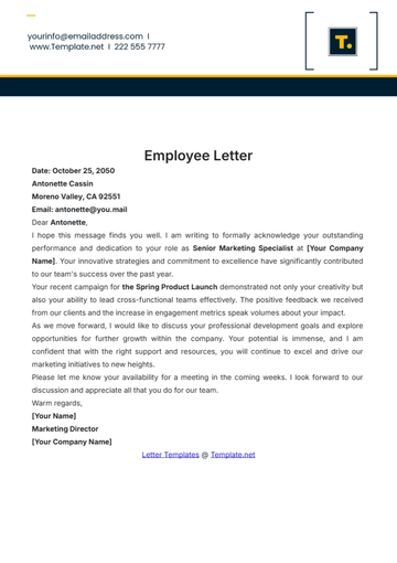 Free Employee Letter Template to Edit Online