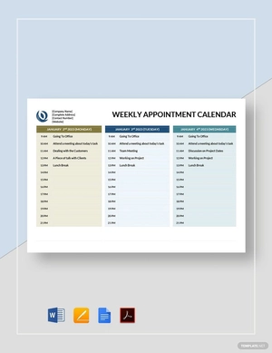 Weekly Appointment Calendar Template