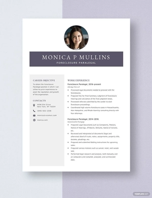 Foreclosure Paralegal Resume