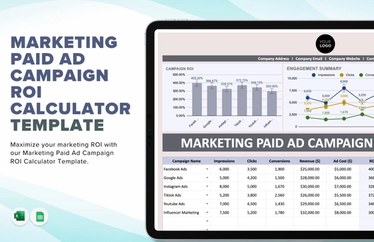 Marketing Paid Ad Campaign ROI Calculator Template