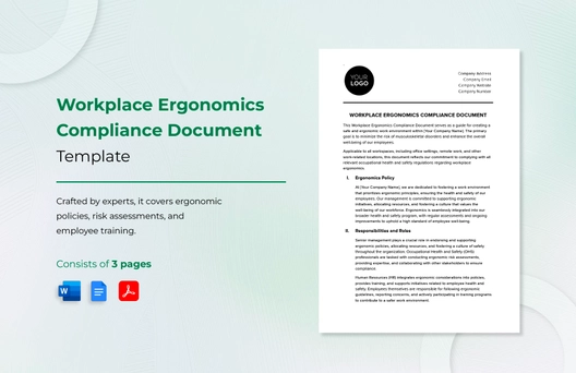 Workplace Ergonomics Compliance Document Template Workplace Ergonomics Compliance Document Template