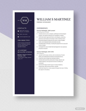 Forensic Pathologist Resume