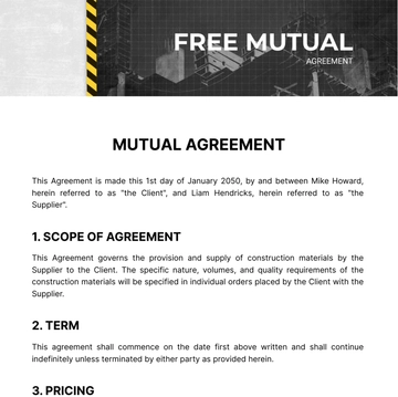 Free Mutual Agreement Template to Edit Online