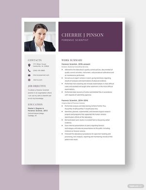 Forensic Scientist Resume
