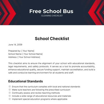 Free School Bus Cleaning Checklist Template to Edit Online