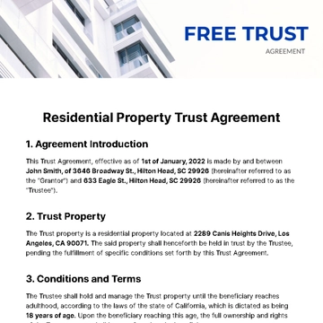 Free Trust Agreement Template to Edit Online