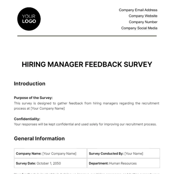 Free Hiring Manager Feedback Survey HR Template to Edit Online