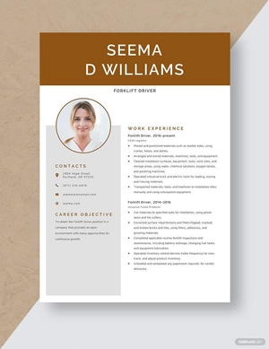 Forklift Driver Resume