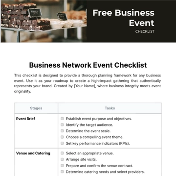 Free Business Event Checklist Template to Edit Online