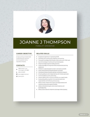 Forklift Operator Resume
