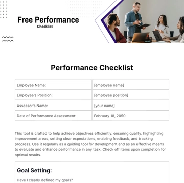 Free Performance Checklist Template to Edit Online